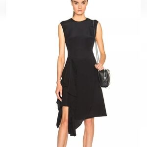 3.1 Philip Lim 100% Silk Black Dress Asymmetrical Hem Minimalist Avant Garde